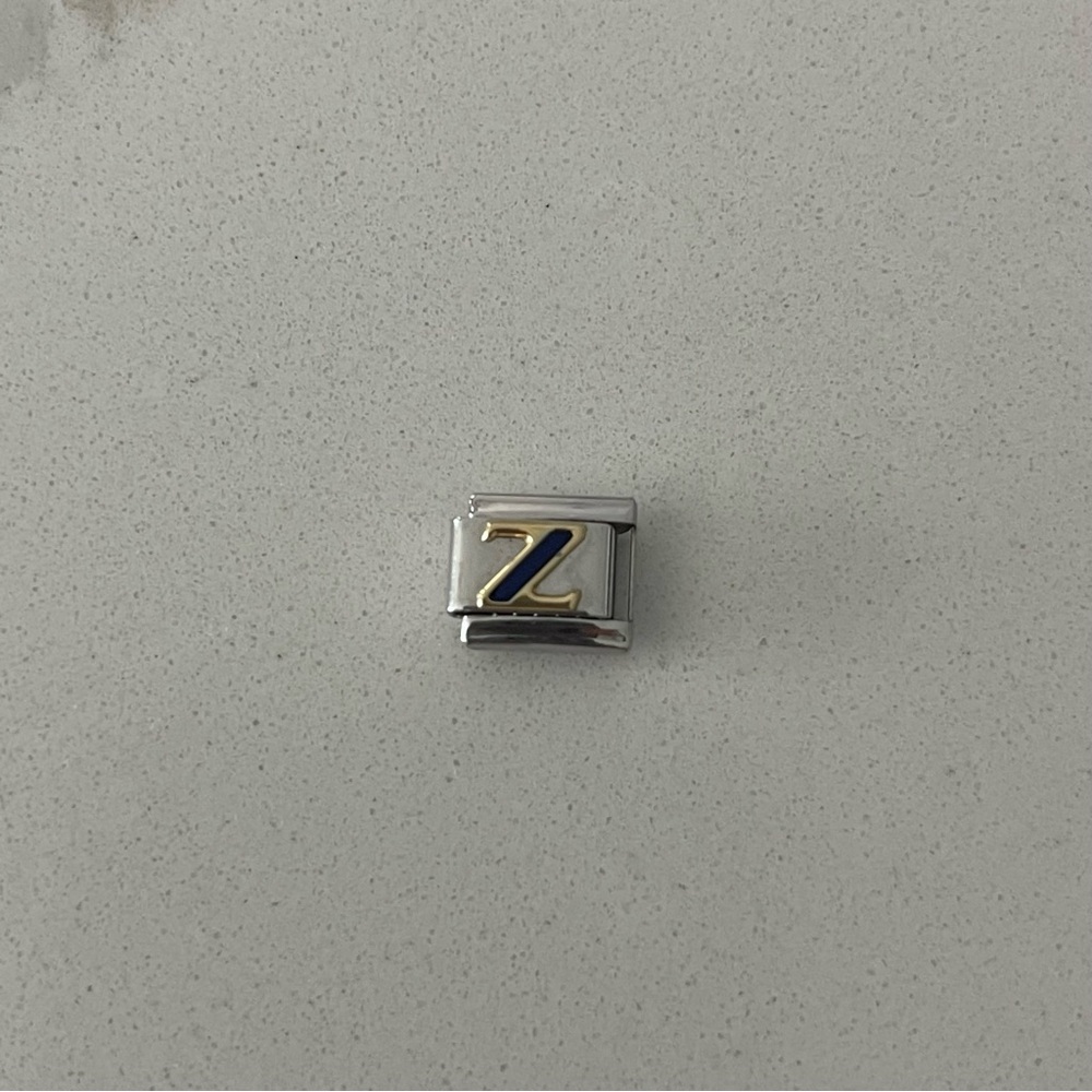 Zoppini Stainless Steel and Gold Blue Enameled Initial 'Z' Charm